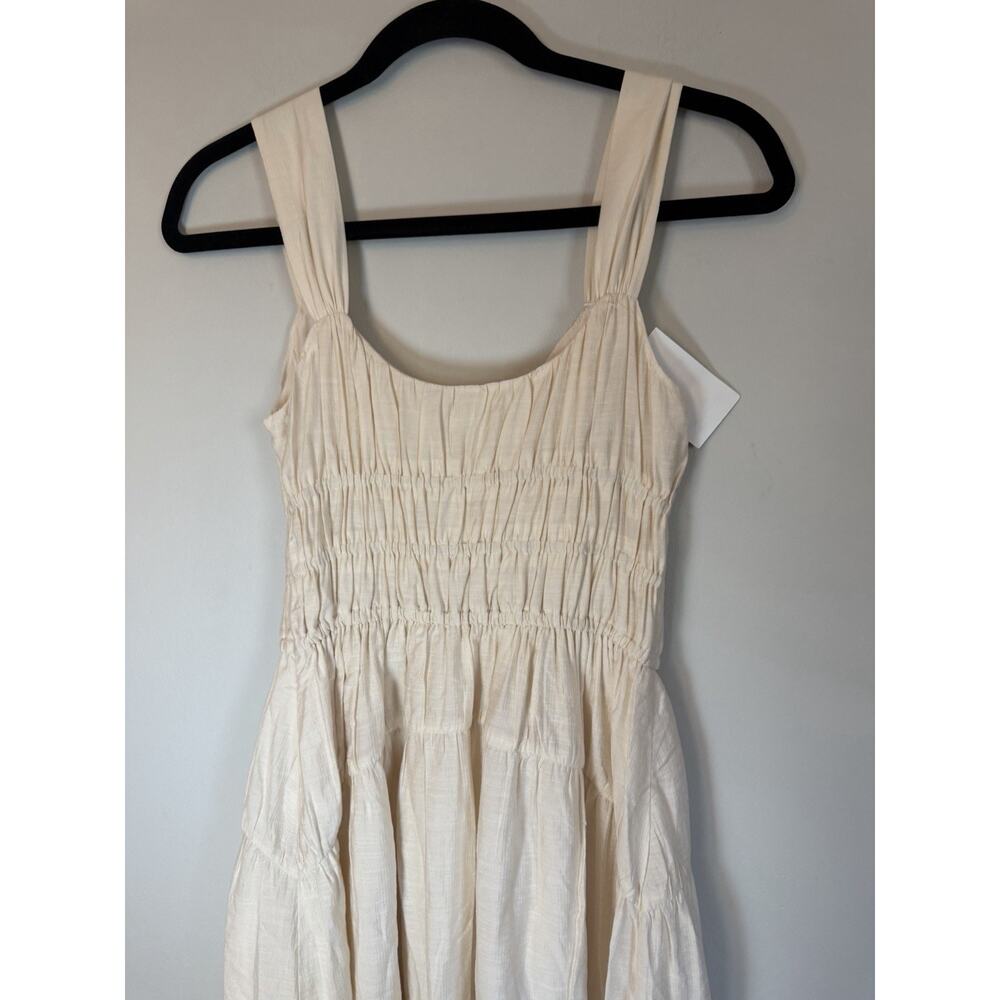 Anthropologie Paige Arpreggio Smocked Linen midi dress Cream size 4 NWT $279 - Picture 13 of 15